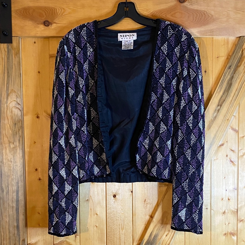 Nipon Boutique Elegant Purple and Black Cardigan